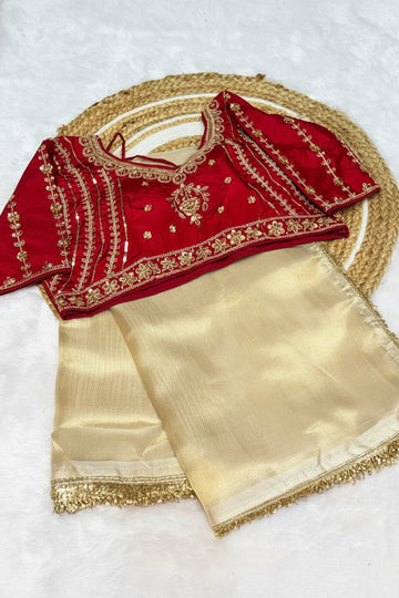 Orgenza saree with Ready Blouse