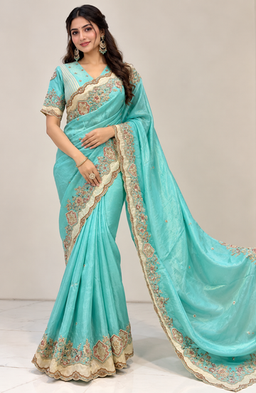Premium Ready-Made Blouse Party Wear Saree ✨