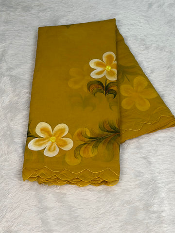 Hand printed crush siffon saree