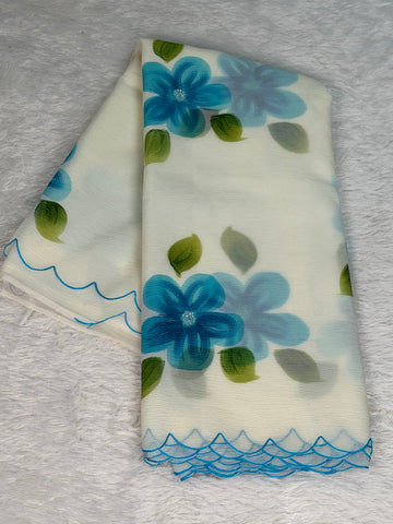 Hand printed Crush siffon saree