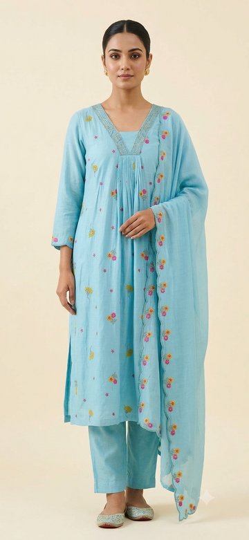 Elegant Embroidered Kurti with Pant Set
