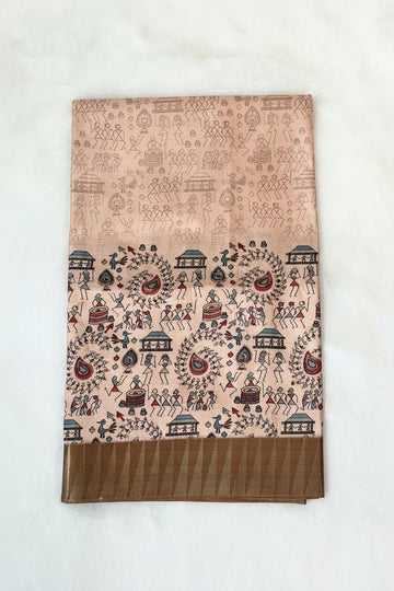 Tussar silk kalamkari saree