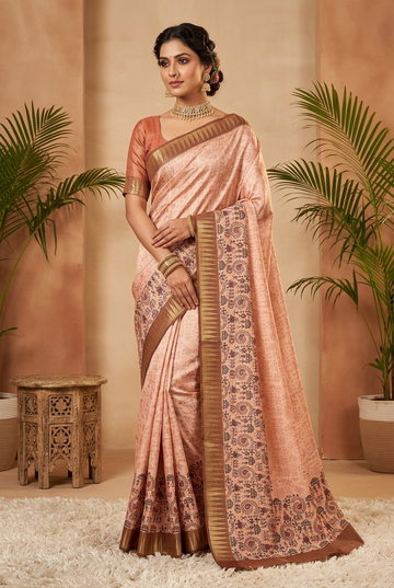 Tussar silk kalamkari saree