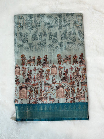 Tussar silk kalamkari saree