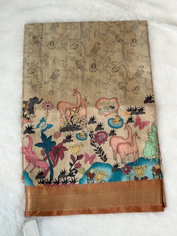 Tussar silk kalamkari saree