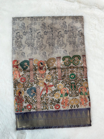 Tussar silk kalamkari saree