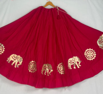Premium Roman Silk Embroidered Flared Skirt