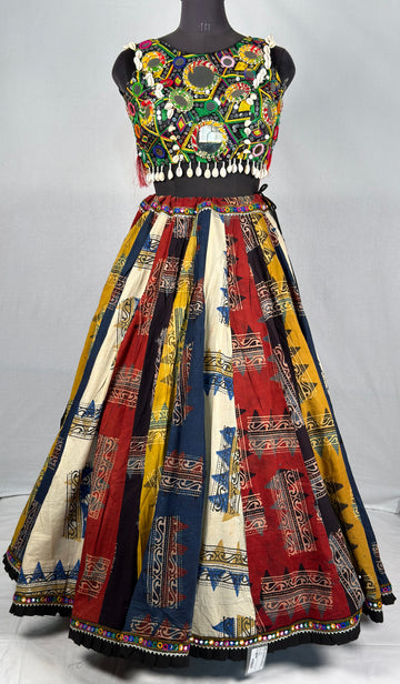 Premium Pure Dhabu Cotton Mirror Work Lehenga Choli