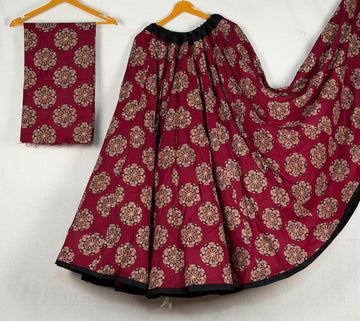 Premium Pure Cotton Printed Lehenga with Unstitched Blouse