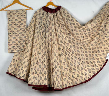 Premium Pure Cotton Printed Lehenga with Unstitched Blouse