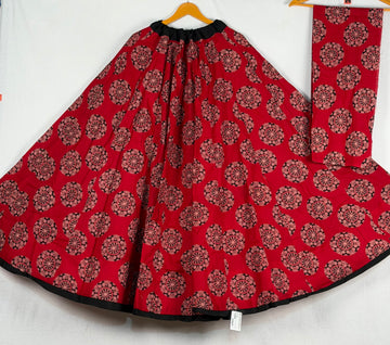 Premium Pure Cotton Printed Lehenga with Unstitched Blouse