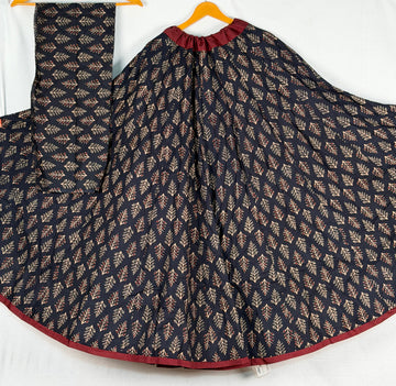 Premium Pure Cotton Printed Lehenga with Unstitched Blouse