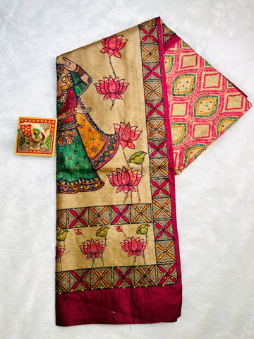Bhagalpuri Madhubani print saree
