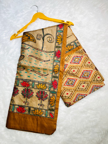 Bhagalpuri Madhubani print saree