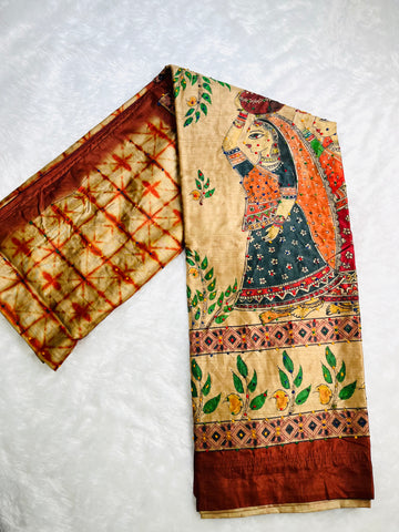 Bhagalpuri Madhubani print saree