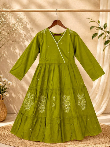 Handcrafted Floral Embroidered Anarkali kurti